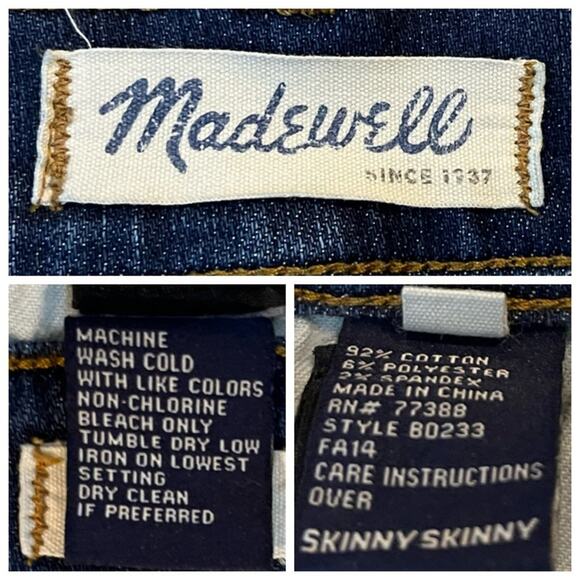 Madewell Skinny Ankle Jeans Mid Rise Medium Wash Distressed Women’s Size 29 - Picture 5 of 6
